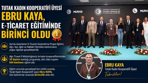 Tutak Kadın Kooperatifi Üyesi Ebru Kaya, E-Ticaret Eğitiminde Birinci Oldu