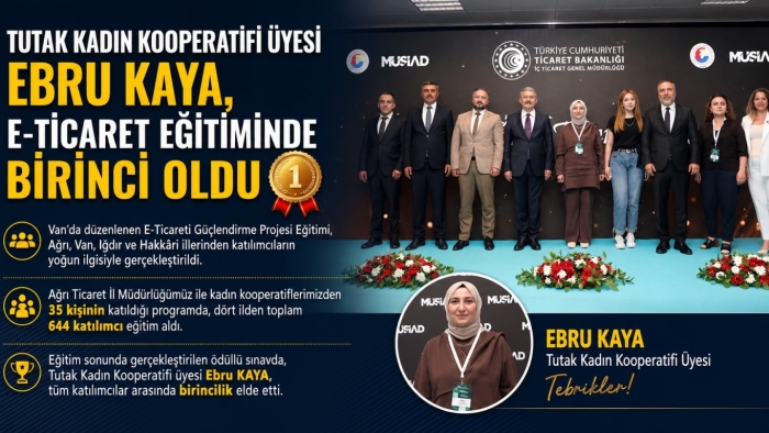 Tutak Kadın Kooperatifi Üyesi Ebru Kaya, E-Ticaret Eğitiminde Birinci Oldu